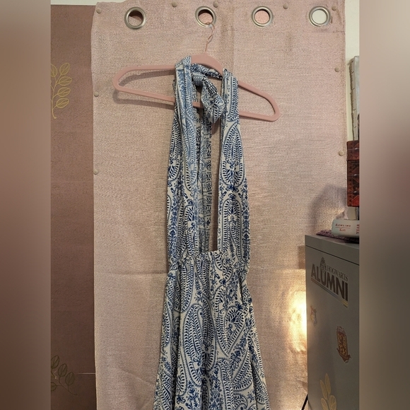 Shein Blue and white Romper with extra long ties size medium - Picture 1 of 11